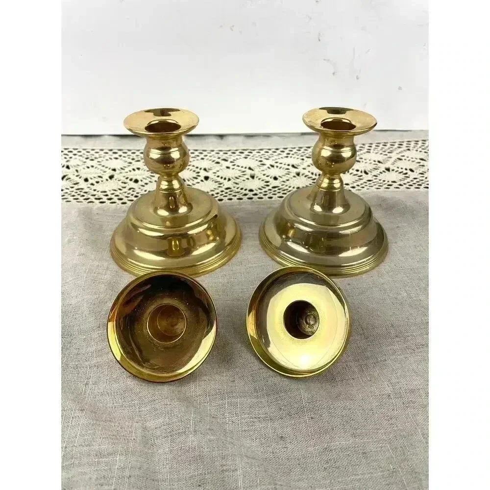 VTG Gold Tone Candlestick Candle Holders W/Inserts‎ International Silver Company